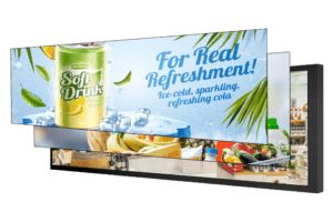 Stretched LCD shelf displays