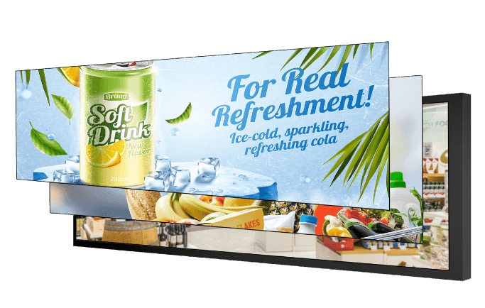 Stretched LCD shelf displays